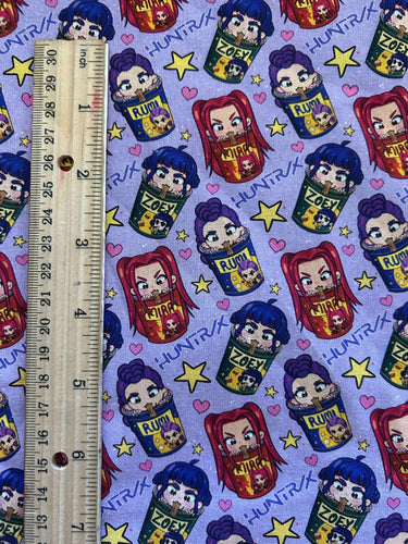 New 100% Cotton K-Pop Demon Hunters Huntrix Ramen Custom Print Fabric (In-Stock)