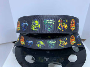 1 yard 7/8" Harry Potter Houses Hogwarts Grosgrain Ribbon