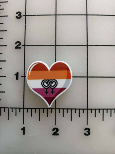 NEW Lesbian Pride Heart LGBTQ Flat back Printed Resin