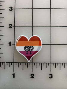 NEW Lesbian Pride Heart LGBTQ Flat back Printed Resin