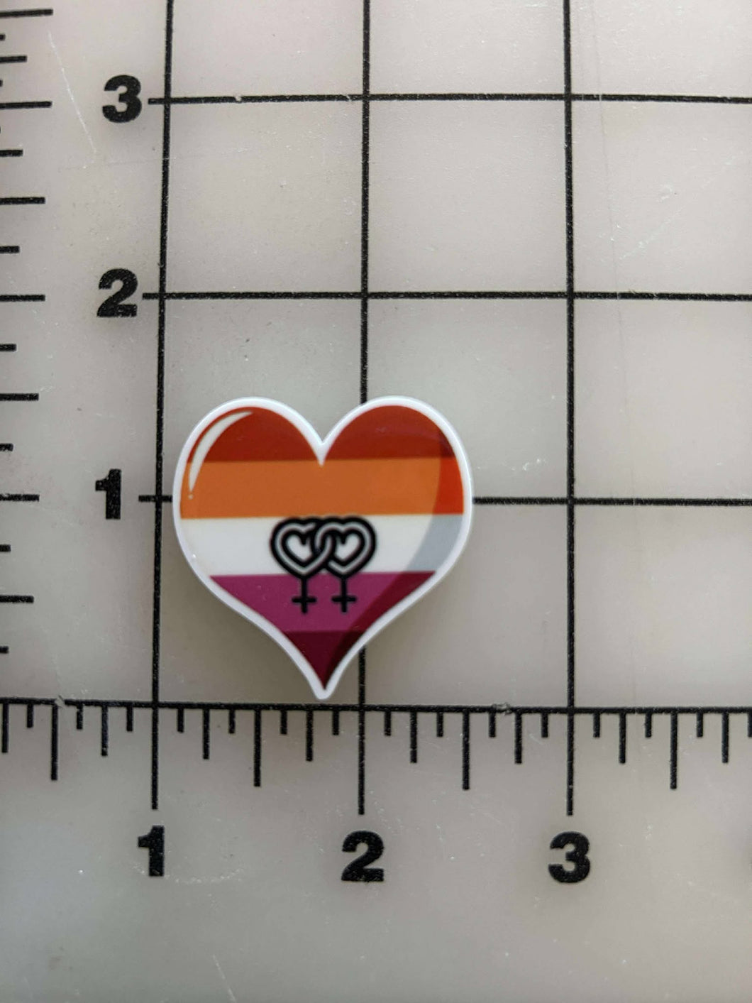 NEW Lesbian Pride Heart LGBTQ Flat back Printed Resin