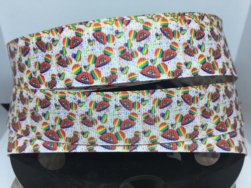 NEW 1 yard 1 inch Rainbow Mickey Ears Grosgrain Ribbon