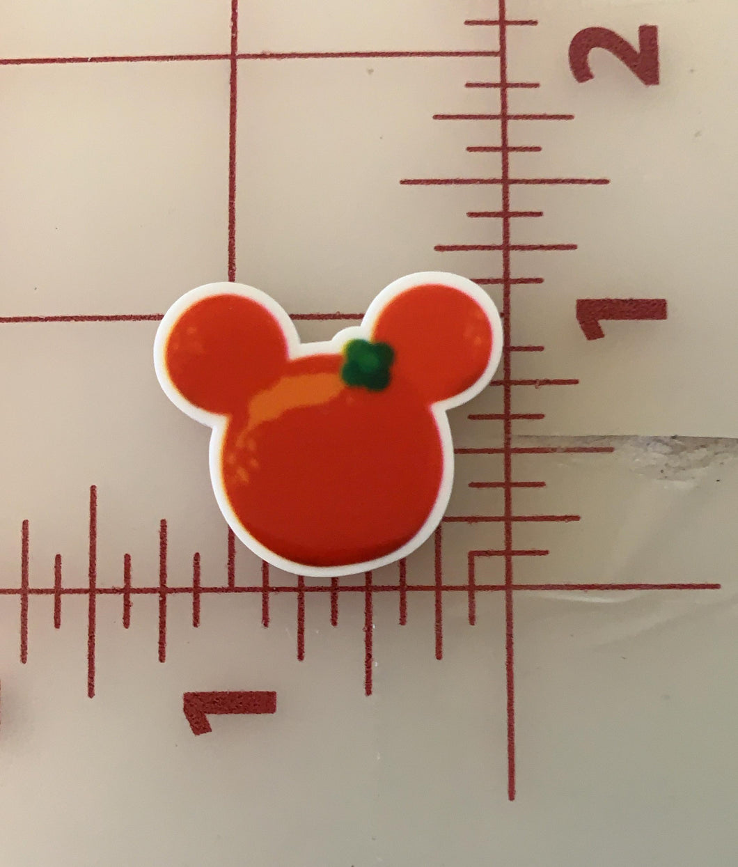 Mickey shaped Orange Flat back Printed Resin