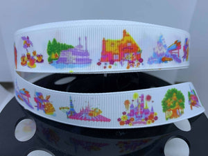 1 yard 7/8” Vintage Disney Parks Paper Bag Grosgrain Ribbon