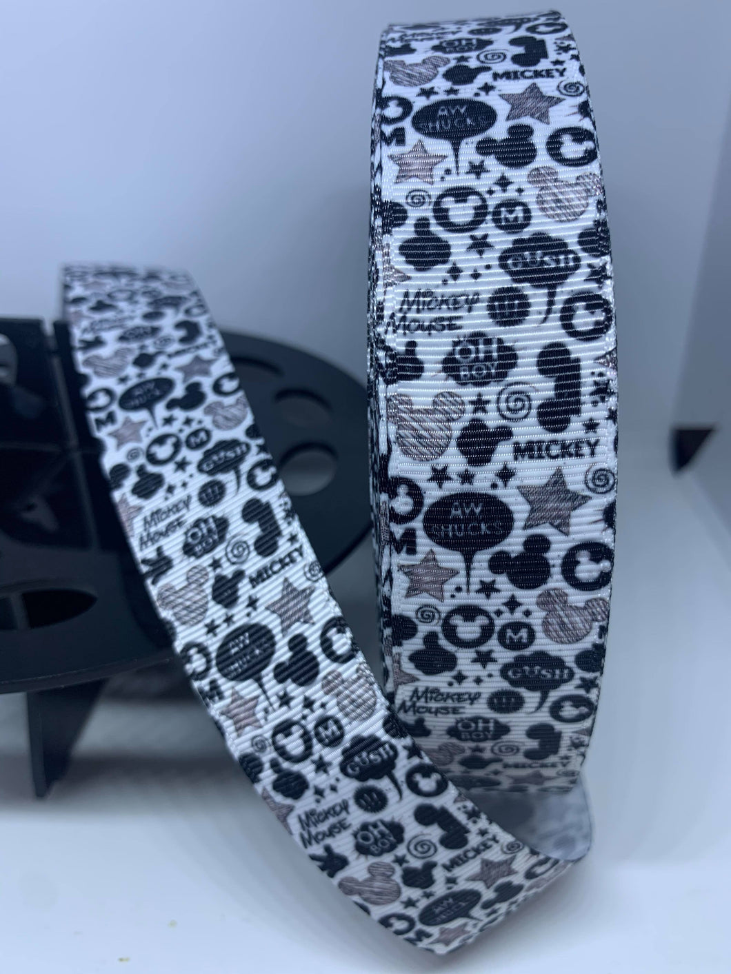 1 Yard 1 inch Black and White Mickey Mouse Lanyard Style Ribbon