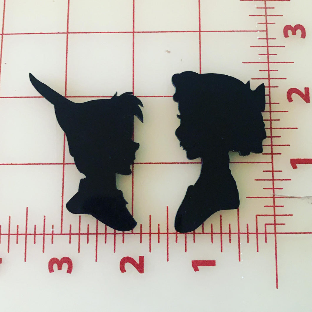 Peter Pan Or Wendy Silhouettes Solid Black Flat black Printed Resins
