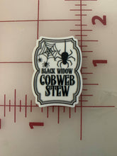 Black Widow Cob Web Stew Label Flat back Printed Resin