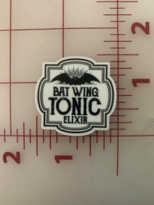 Bat Wing Tonic Elixir Label Flat back Printed Resin