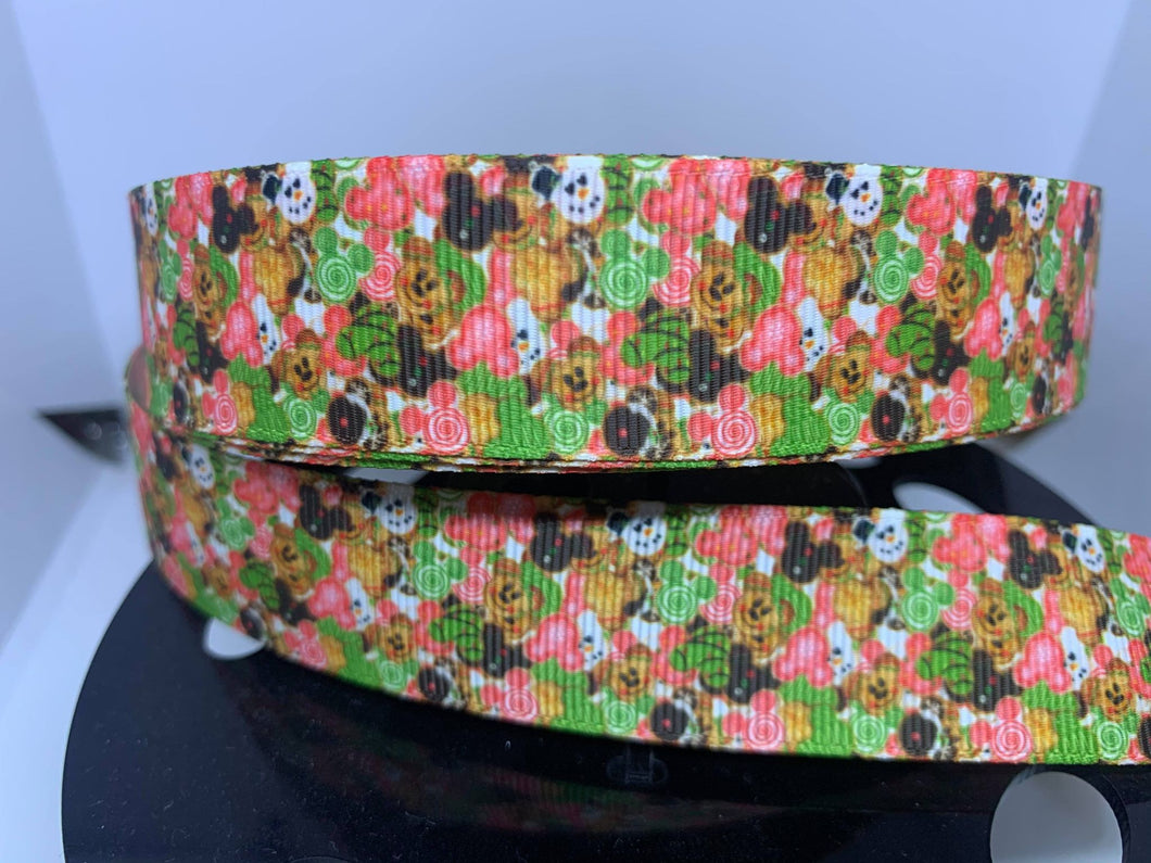 1 inch Mouse Shaped Christmas Cookies Collage Grosgrain Ribbon