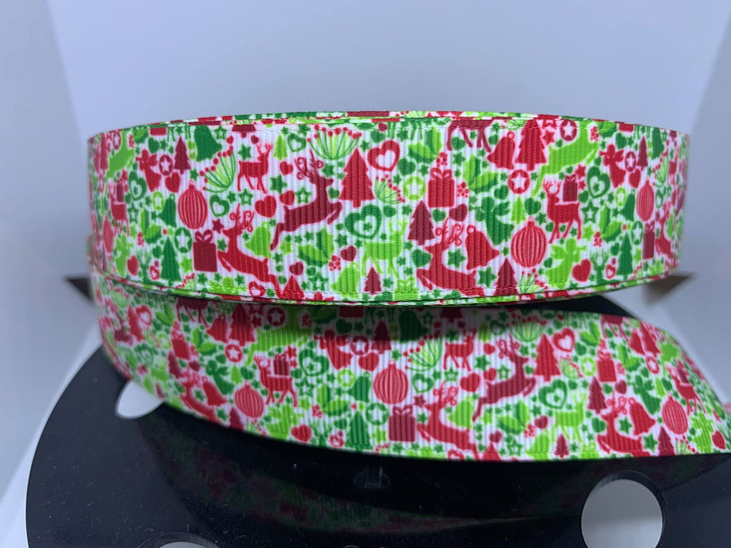 1 inch All Things Christmas Collage Grosgrain Ribbon