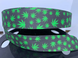 7/8" Marijuana Cannabis Grosgrain Ribbon