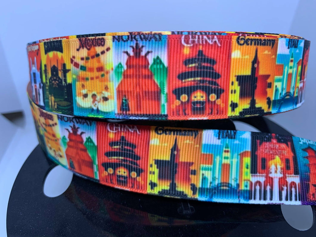 Exclusive Print 1 inch EPCOT World Showcase Attraction Posters Grosgrain Ribbon