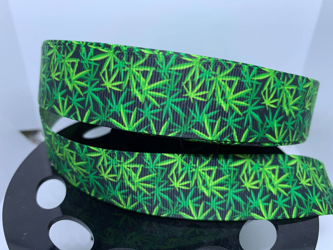 1 inch Marijuana Cannabis Grosgrain Ribbon