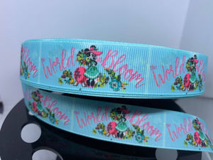1 yard 7/8" Minnie Mouse "World in Bloom" Grosgrain Ribbon