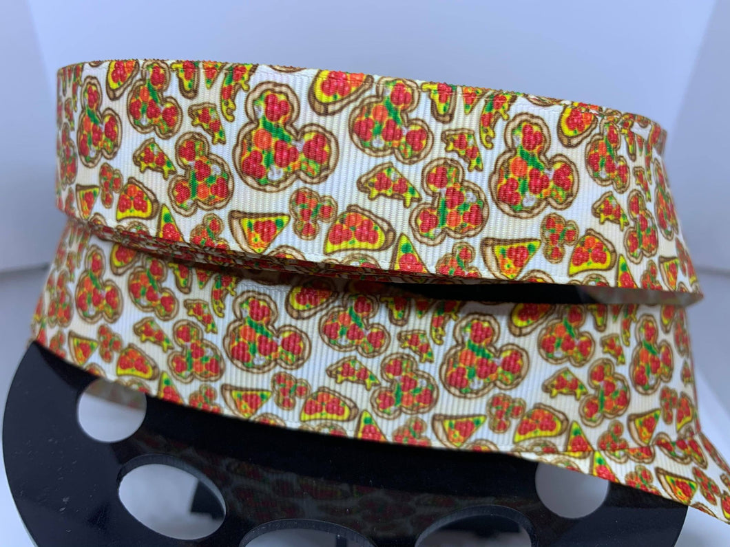 NEW!! 1 yard 1 inch Mickey Pizza Grosgrain Ribbon