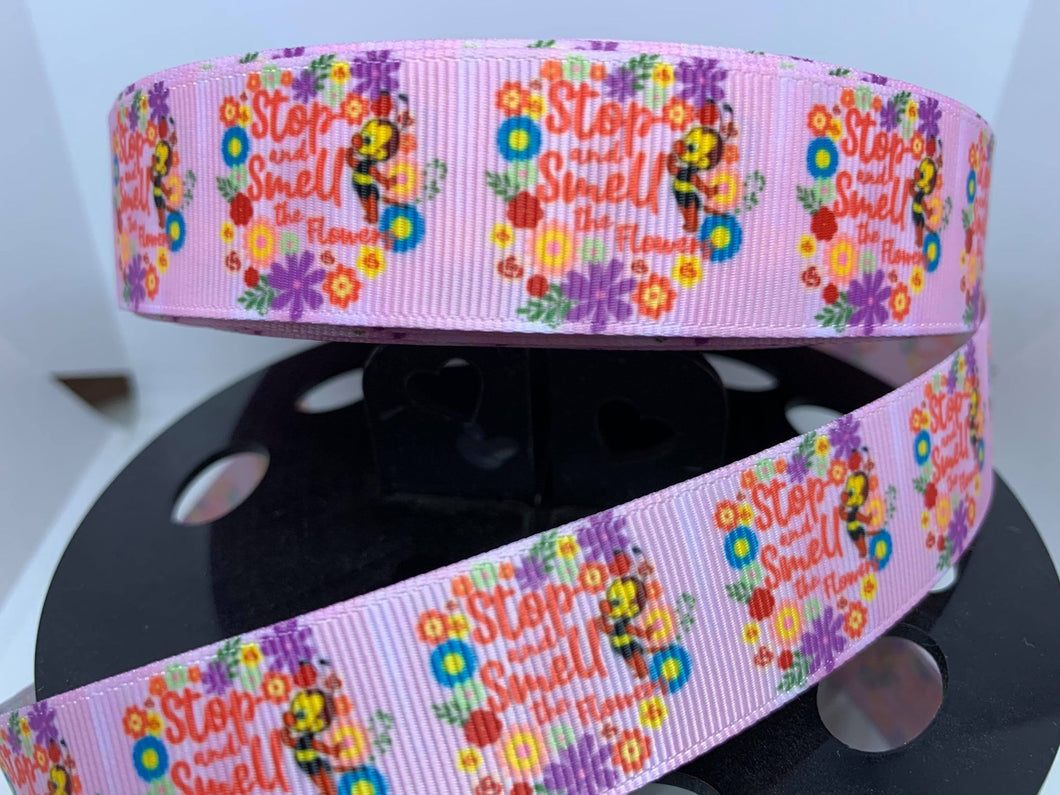 1 yard 1 inch Spike the Bee Pink EPCOT Flower and Garden Festival Grosgrain Ribbon