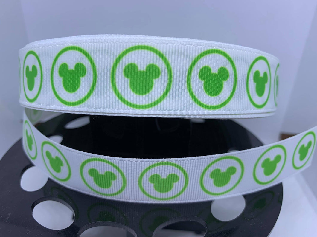DCS Exclusive 1 yard 7/8 Magic Band Park Entrance Green Light Grosgrain Ribbon