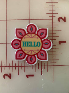 Hello Flower "Its a Small World" Flat back Printed Resin