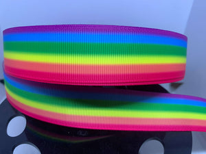 1 yard 1 inch Ombre' Bright Rainbow Colors Grosgrain Ribbon