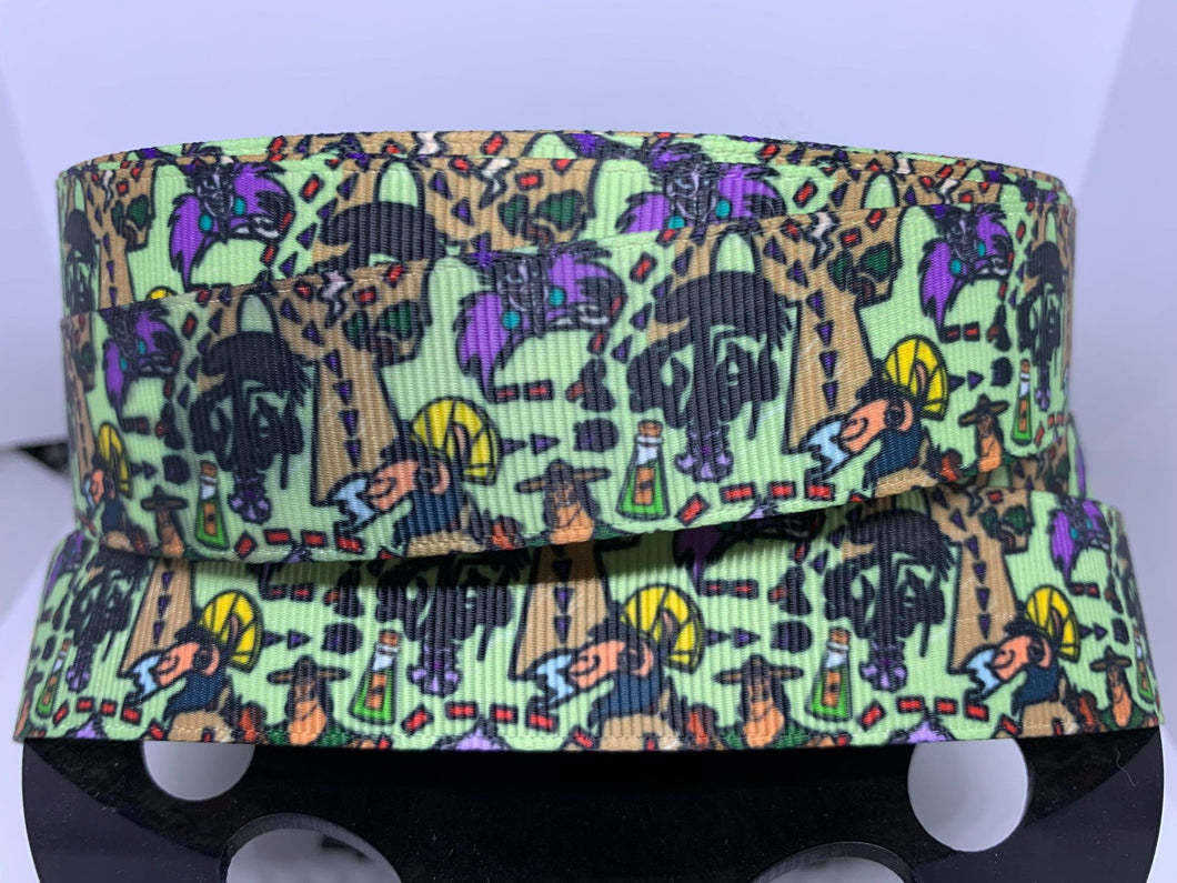 1 yard 1 inch Custom Print Disney The Emperor's New Groove Grosgrain Ribbon Kuzco