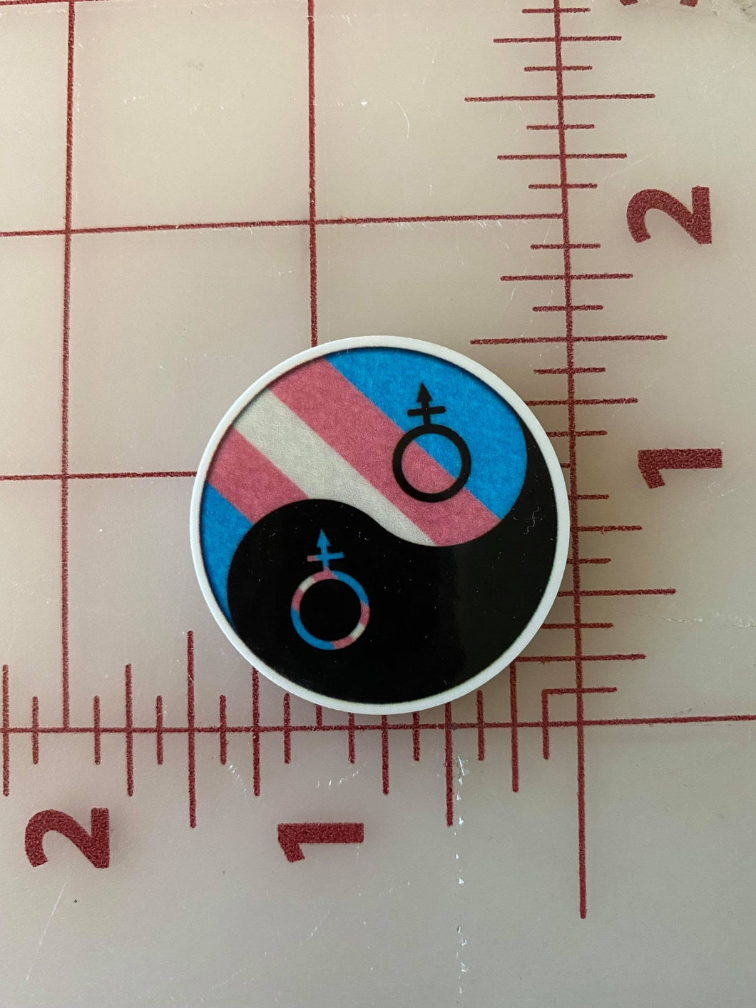 Transgender LGBTQ Ying and Yang Flat back Printed Resin