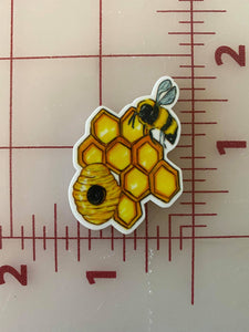 Honey Bee honeycomb Flat Back Printed Resin