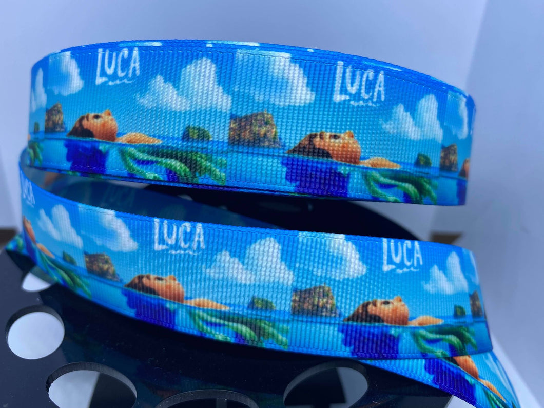 CLEARENCE 1 Yard 1 inch Disney Movie Luca Grosgrain Ribbon
