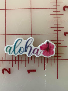 "Aloha" Hawaii greeting Flat back Printed Resin