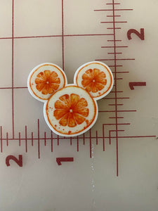 Mickey shaped Orange slices Flat back Printed Resin
