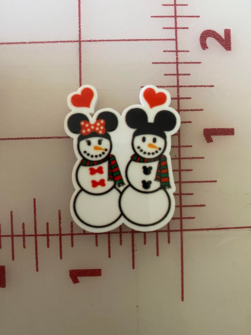 Christmas Mickey & Minnie  Snow people Flat back Printed Resin