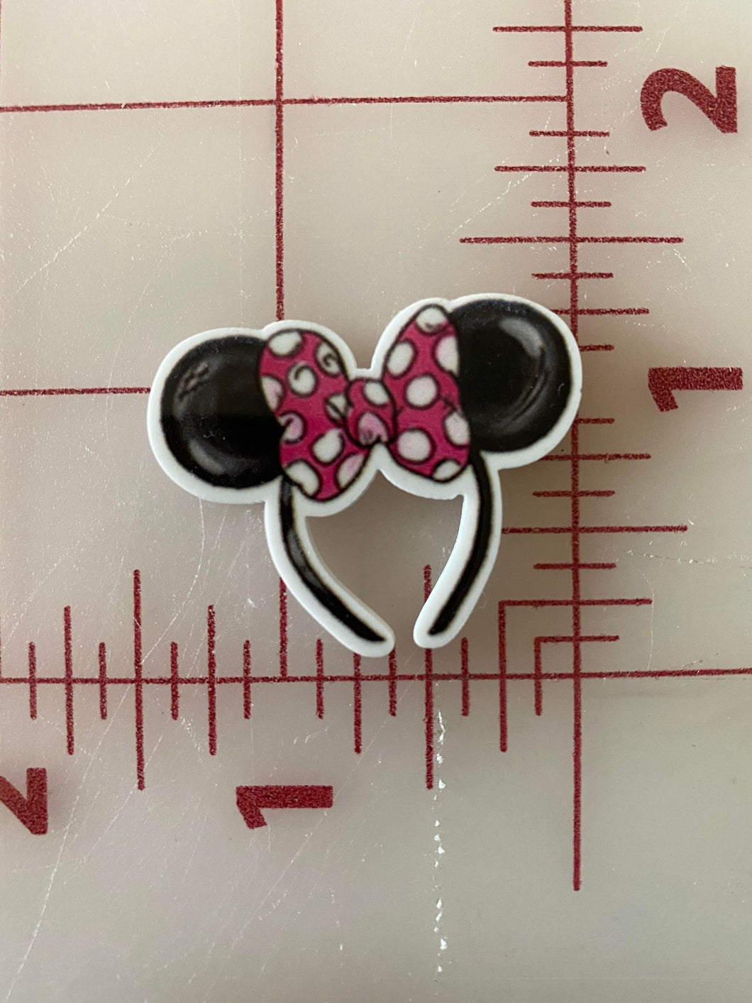 Pink Bow Minnie Ear Headband Flat back Printed Resin