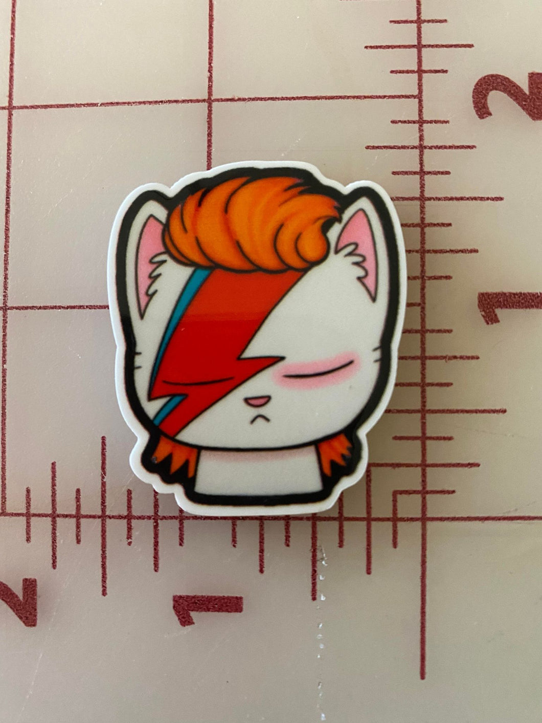 Cat David Bowie Flat back Printed Resin