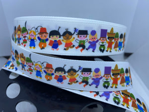 1 yard 1 Inch "It's a Small World" Children Grosgrain Ribbon