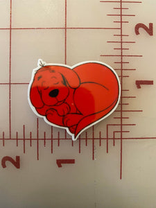 Clifford the Big Red Dog Heart Flatback Printed Resin