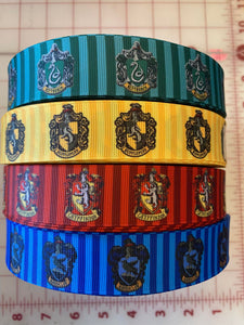 1 yard 1 inch Harry Potter Hogwarts Houses Grosgrain Ribbon-Gryffindor Ravenclaw Hufflepuff Slytherin