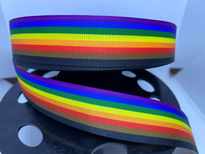 NEW! 1 yard 7/8" LGBTQ+ Rainbow Flag Grosgrain Ribbon