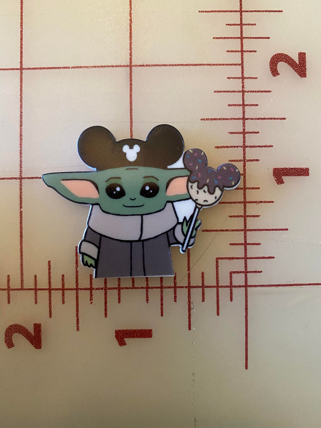 Cute Mando Baby with Mickey Ears flatback Printed Resin