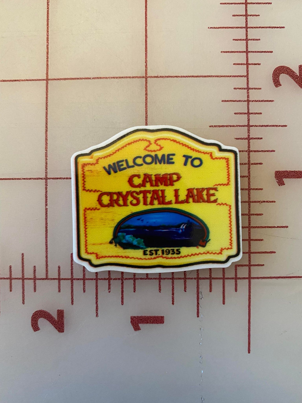 Welcome to Camp Crystal Lake Sign Friday the 13th Flat Back Printed Resin