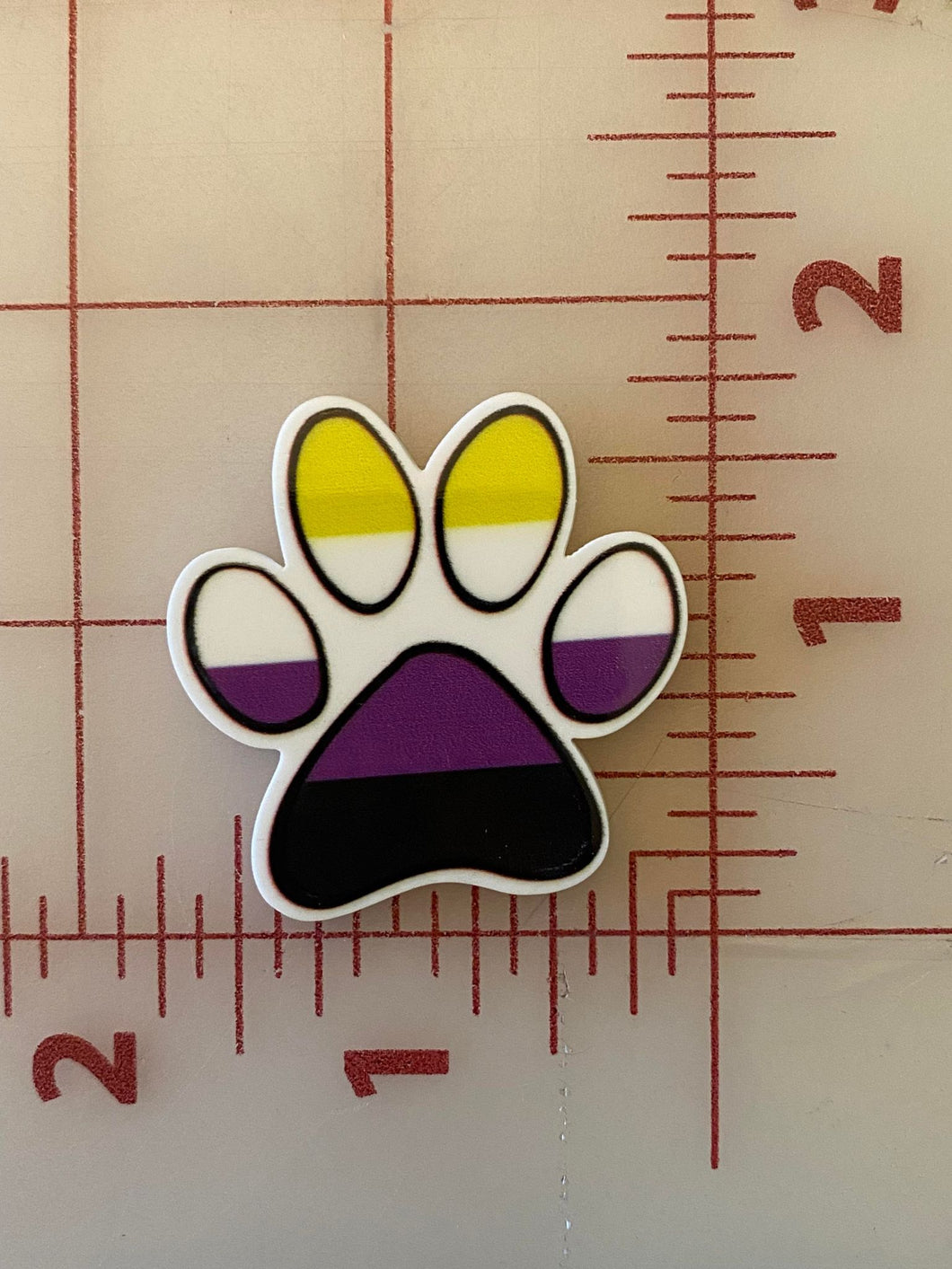 Nonbinary Paw Pride LGBTQ Flat back Printed Resin