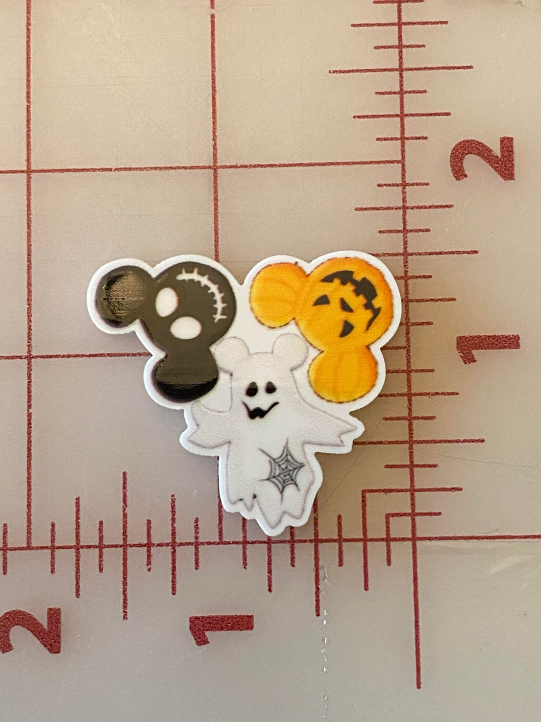 Halloween Mickey Trio Jack, Ghost, Pumpkin Flat back Printed Resin