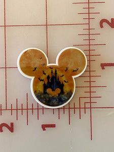 Halloween Mickey Spooky Castle Flat back Printed Resin