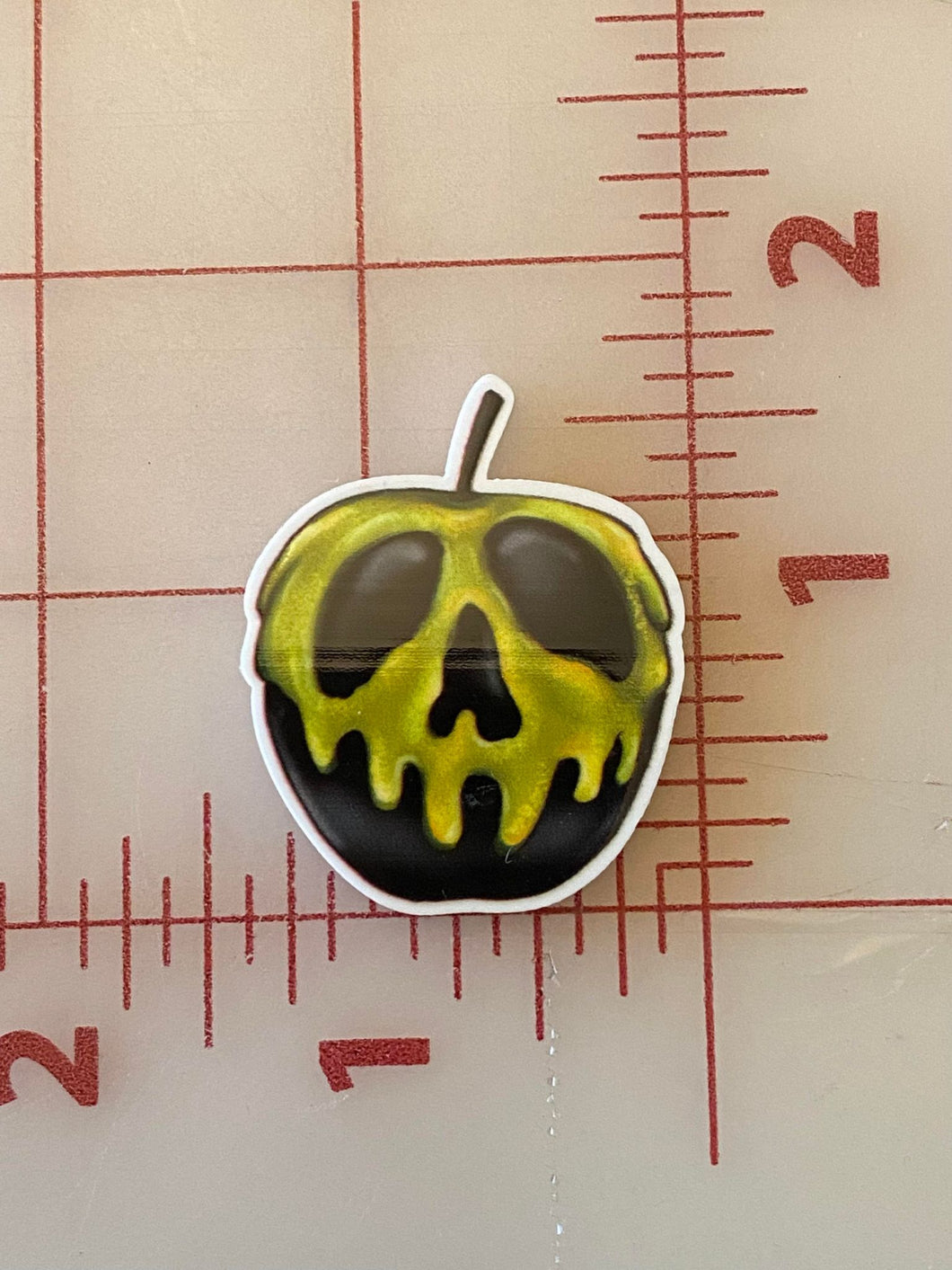 Lime Green and Black Poison Apple Flat back Printed Resin