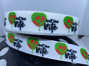 NEW DESIGN 1 yard 7/8"  Poison Apple "Just one Bite" Snow White Witch Grosgrain Ribbon