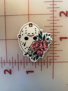 Horror Icon Jason Voorhees with flower Flat Back Printed Resin