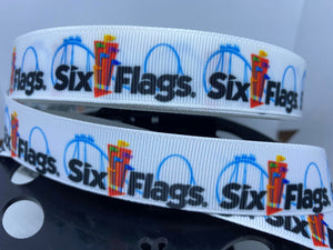 Exclusive 1 yard 7/8" Six Flags Grosgrain Ribbon