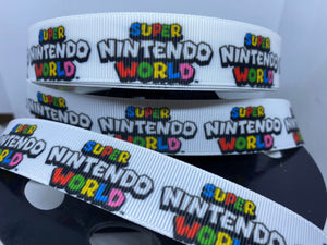 Exclusive 1 yard 7/8" Super Nintendo World Grosgrain Ribbon
