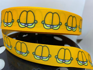 EXCLUSIVE 1 yard 7/8" Vintage Retro Cartoon Garfield the Cat Grosgrain Ribbon