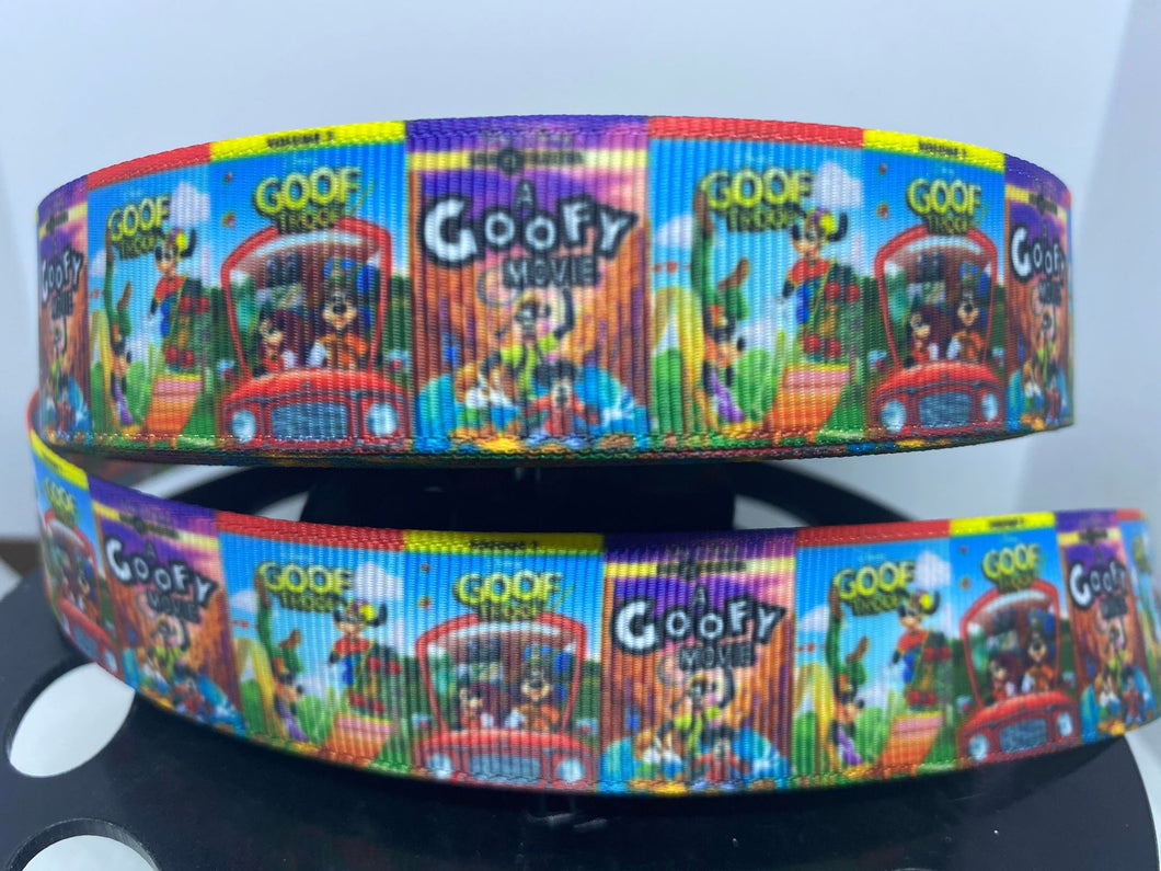 1 yard 1 inch All  the Goofy Movie's Video Covers Print Grosgrain