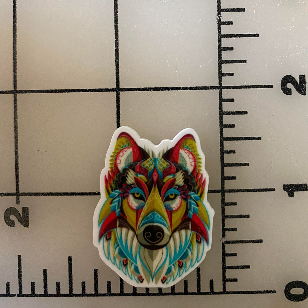 Colorful Wolf Art Flat back Printed Resin