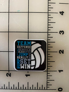 Volleyball Flat Back Printed Resin
